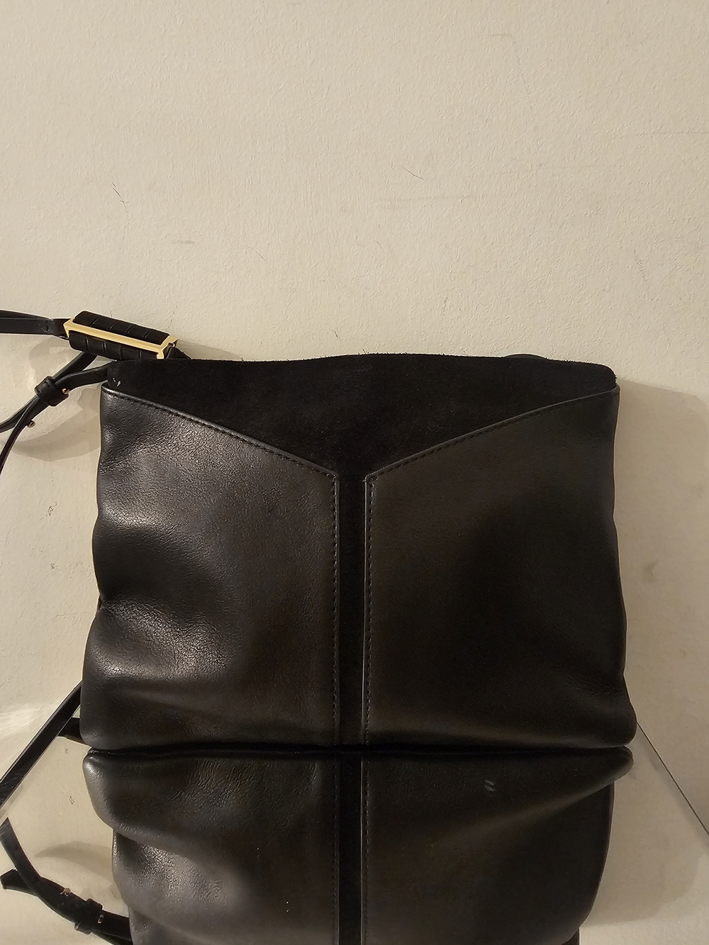 Stella + Dot Covet Black Leather & Suede Crossbody Bag